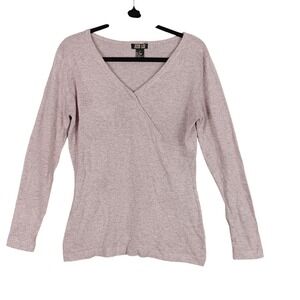 Jessi Lee Silk Cashmere Blend Knit‎ Top V-Neck Long Sleeve Sweater